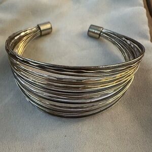 Elegant Silver and Gold-Toned Cuff Bracelet